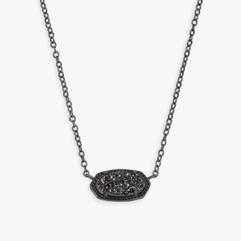 Kendra Scott Elisa Pendant Necklace in Black Druzy with bag